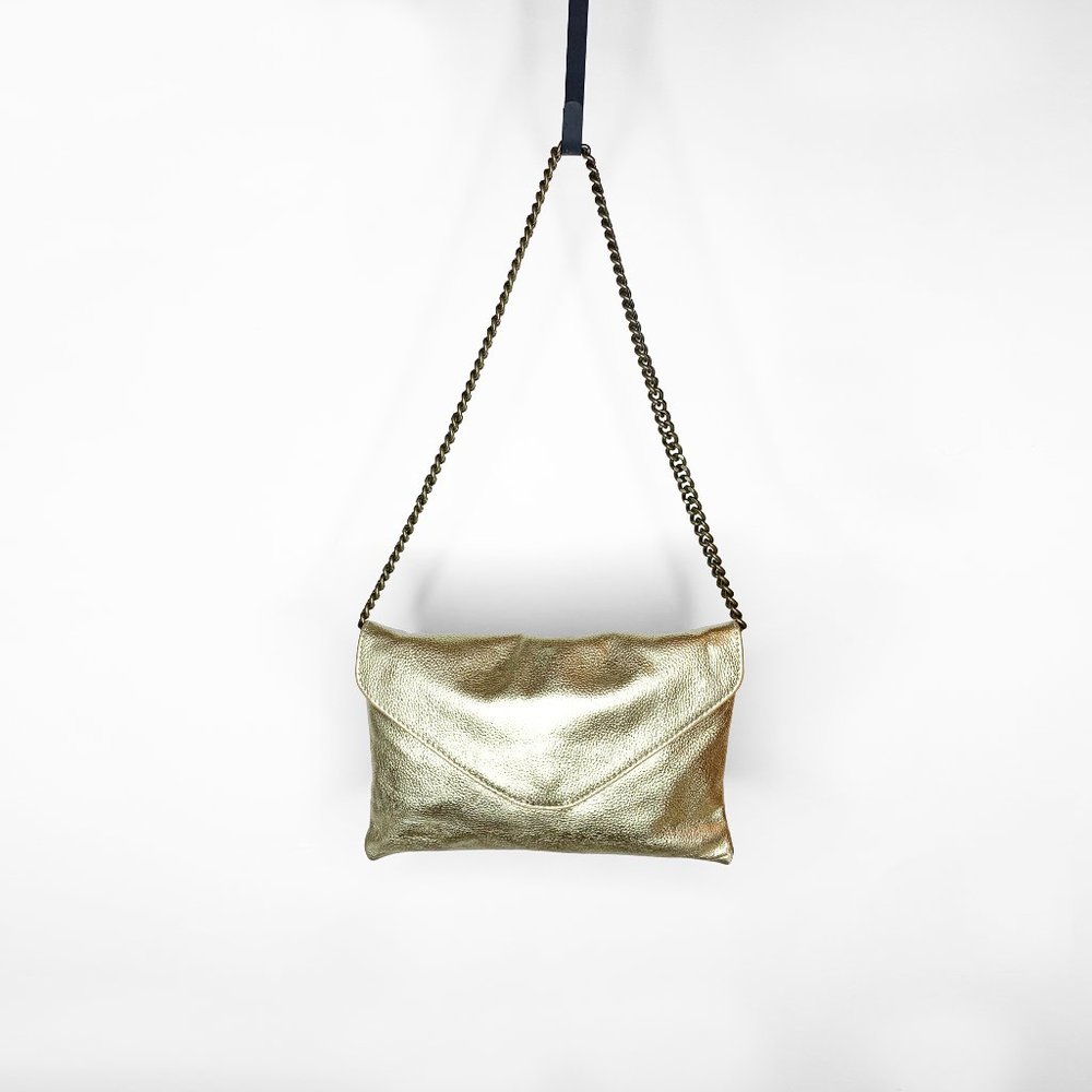 J. Crew gold envelope clutch